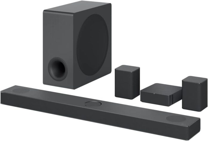 LG S80QR 5.1.3ch Sound bar with 4ch Rear Speakers, Bluetooth, Wi Fi,Center Up-Firing,Dolby Atmos DTS:X,Works with Airplay2, Spotify HiFi, Alexa, High-Res Audio, IMAX Enhanced,Synergy TV,Meridian,Black