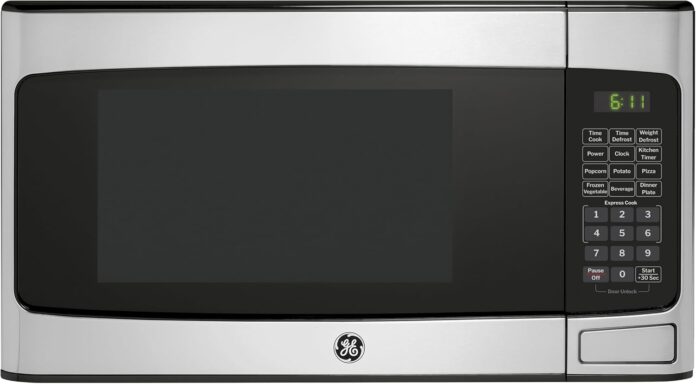 GE GCST11X1WSS Microwave Oven, 950-watt 6 Auto Cooking Settings, Kitchen Essentials for The Countertop, Dorm Room or Apartment, Child-Lock Technology 1.1 Cu. Ft, Stainless Steel