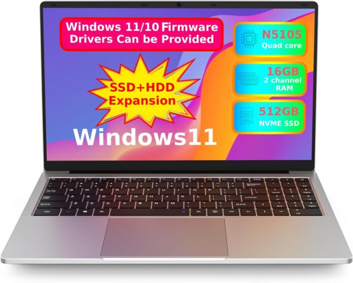 OTVOC Laptop 15.6 inch Windows 11, Celeron JasperLake N5105, Quad Core, Up to 2.9GHz, 16GB RAM, 512GB NVME SSD,Up to 4TB, 15.6