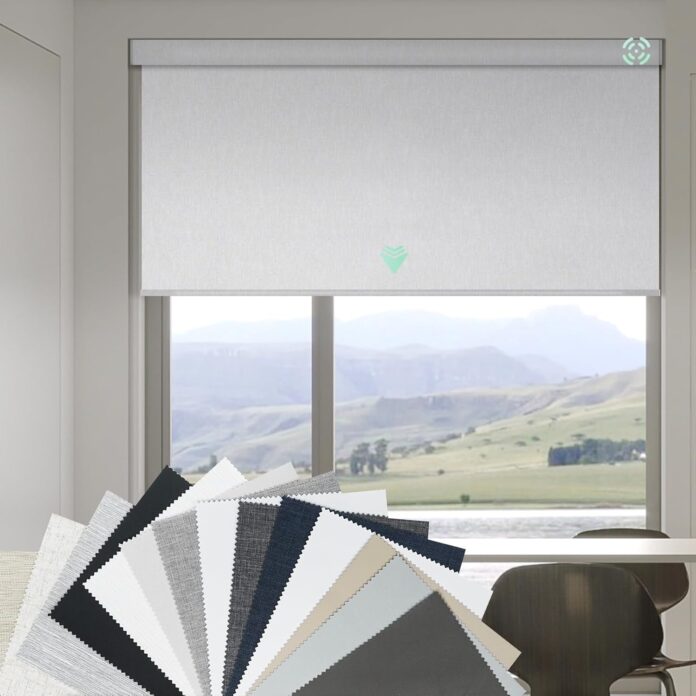 Yoolax Motorized Blinds with Remote, Blackout Smart Blinds with Remote Automatic Blinds for Windows, Electric Window Shades Compatible with Alexa Roller Window Shades, Fabric Sample (Multicolor)