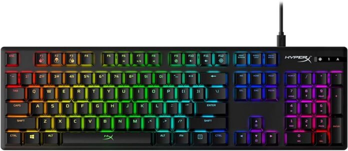 HyperX Alloy Origins - Mechanical Gaming Keyboard, Software-Controlled Light & Macro Customization, Compact Form Factor, RGB LED Backlit - Linear HyperX Red Switch (Black)