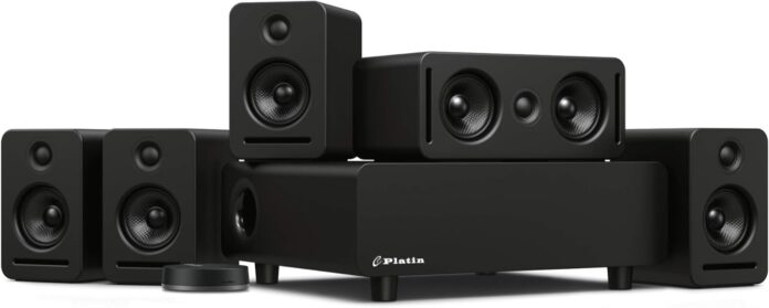 Platin Monaco 5.1 Wireless Home Theater Surround Sound System for Smart TVs - with WiSA SoundSend Transmitter Included - WiSA Certified - Tuned by THX.