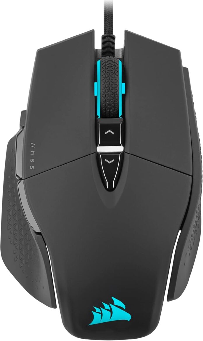 Corsair M65 RGB Ultra Tunable FPS Gaming Mouse Marksman 26,000 DPI Optical Sensor, Optical Switches, AXON Hyper-Processing Technology, Sensor Fusion Control, Tunable Weight System - Black