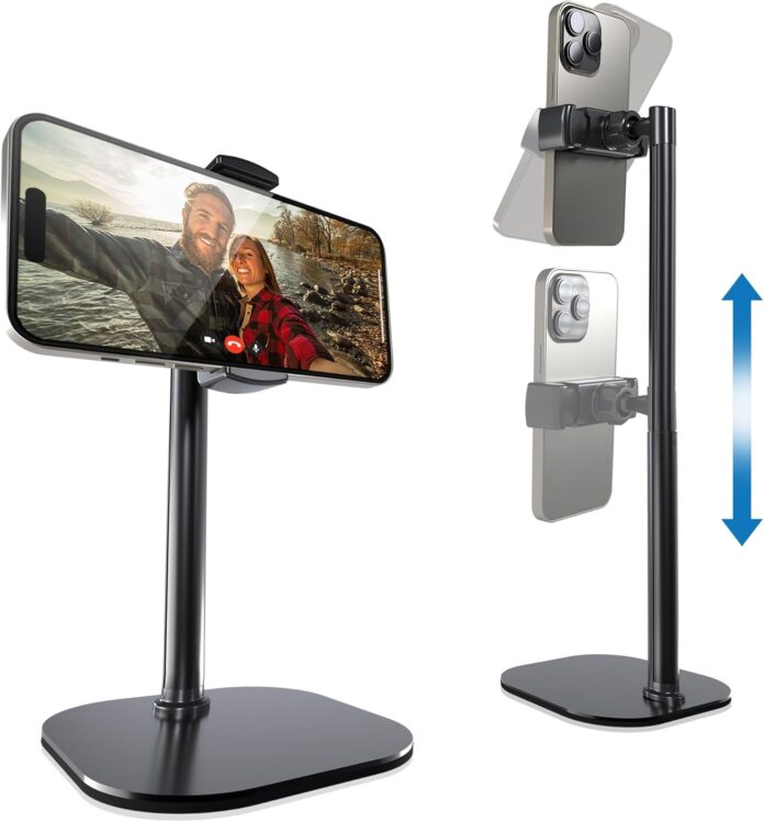 Cooper Chat Stand, Height Adjustable Cell Phone Stand for Desk | Rotating, Tilting Cell Phone Holder for Desk with 9-14