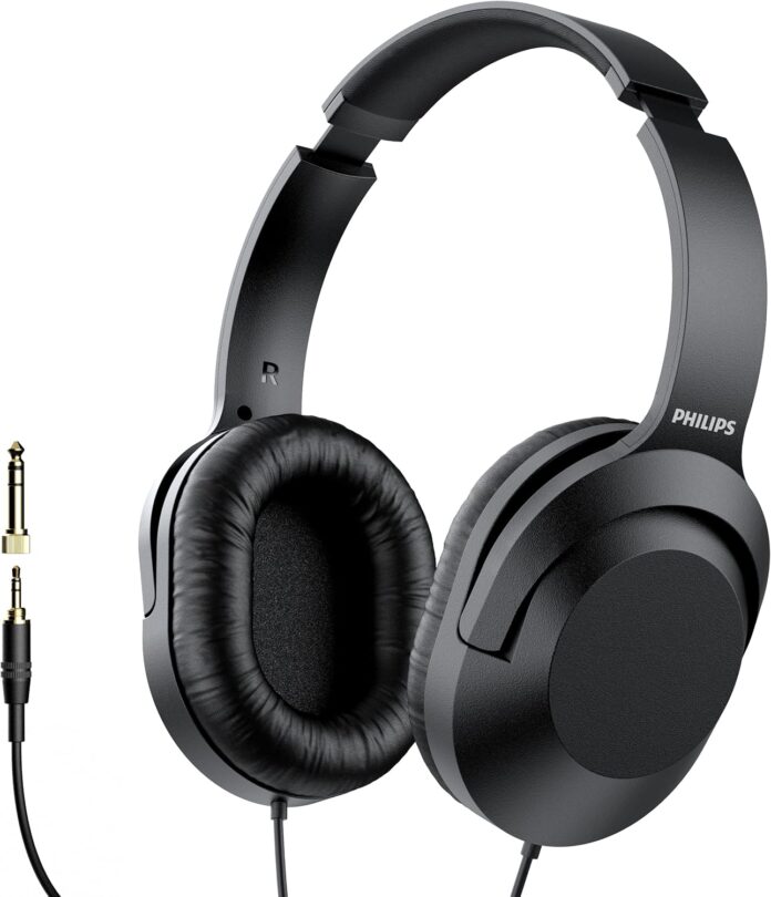 Philips Over Ear Wired Stereo Headphones for Podcasts, Studio Monitoring and Recording Headset for Computer, Keyboard and Guitar with 6.3 mm (1/4